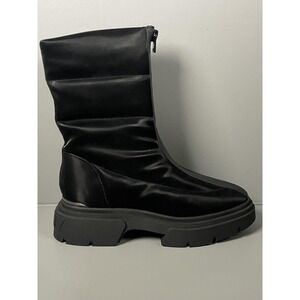 DKNY Boots Womens Size 9 Black Fiza Zip Up Winter Mid Calf Snow Wedge Lug